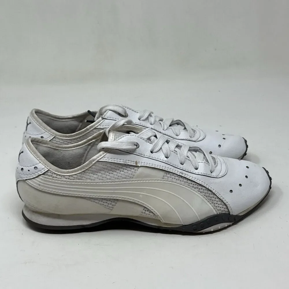 Puma Lillea Shoes Womens 8 White Leather Mesh Lightweight Casual Retro Sneakers
